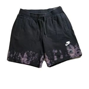 NWT Nike Sportswear Acid Wash Print French Terry Shorts Black